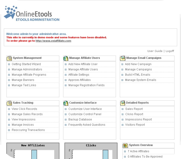 Omnistar Affiliate Software screen shot